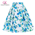 Grace Karin 10 Patterns Occident Women Vintage Retro Floral Pattern Cotton Skirt CL008925-1